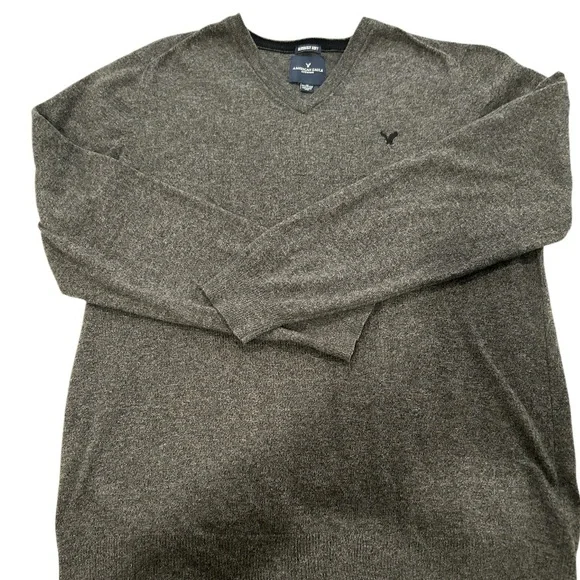 American Eagle Sweater Seriously Soft V-Neck Gray Men's XLT - Picture 1 of 5